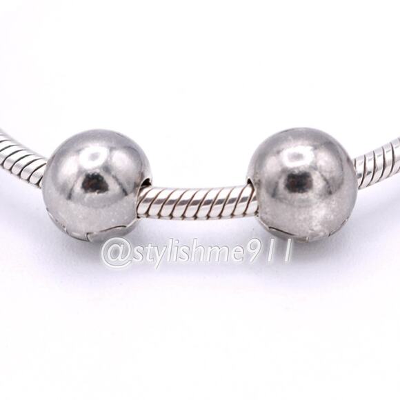 Two Authentic PANDORA Retired Black Rhodium Sphere Clips - 791000BR - Picture 1 of 9